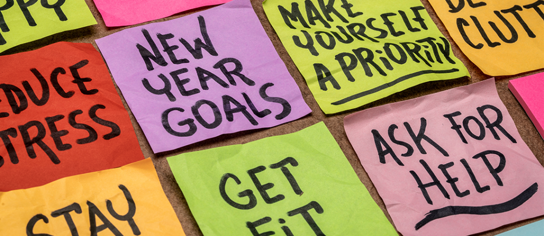 Post It Notes on a board